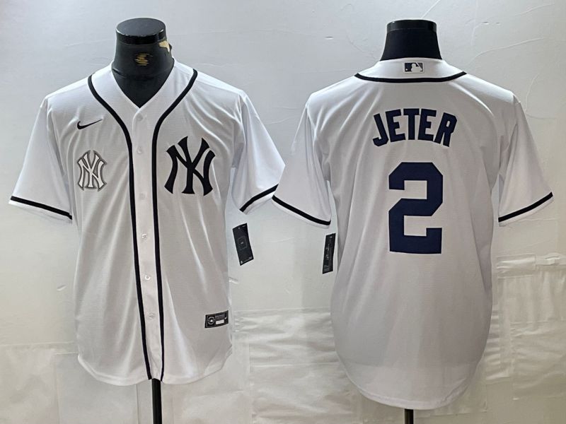 Men New York Yankees #2 Jeter White Third generation joint name Nike 2024 MLB Jersey style 2->new york yankees->MLB Jersey